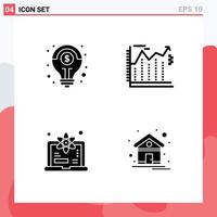 Solid Glyph Pack of 4 Universal Symbols of financial degree solution business science Editable Vector Design Elements