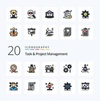 20 Task And Project Management Line Filled Color icon Pack like businessman rocket office launch engineering vector