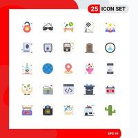 Pack of 25 Modern Flat Colors Signs and Symbols for Web Print Media such as setting process desk user table Editable Vector Design Elements