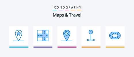 mapas y viaje azul 5 5 icono paquete incluso . alfiler. . creativo íconos diseño vector