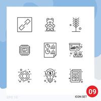 9 Universal Outlines Set for Web and Mobile Applications data hardware environment computer cpu Editable Vector Design Elements