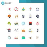 Pictogram Set of 25 Simple Flat Colors of mail spring chemical weather umbrella Editable Vector Design Elements