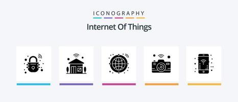 Internet Of Things Glyph 5 Icon Pack Including mobile. internet of things. wifi. internet. camera. Creative Icons Design vector