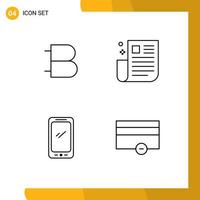 Pack of 4 creative Filledline Flat Colors of bytecoin ui cryptocurrency news smart phone Editable Vector Design Elements