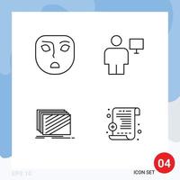 Pictogram Set of 4 Simple Filledline Flat Colors of angry layer avatar human texture Editable Vector Design Elements