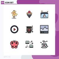 Set of 9 Modern UI Icons Symbols Signs for devices sauna date jag play Editable Vector Design Elements