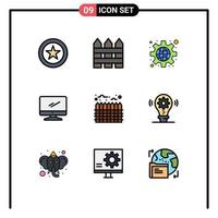 Pictogram Set of 9 Simple Filledline Flat Colors of estate imac configuration device computer Editable Vector Design Elements