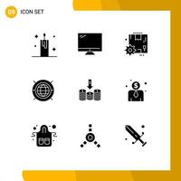 Modern Set of 9 Solid Glyphs Pictograph of computing web imac internet gear Editable Vector Design Elements