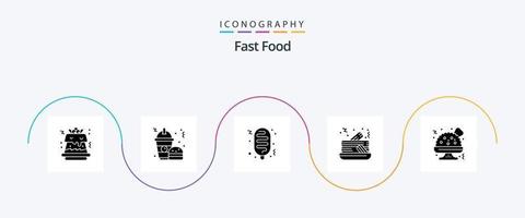 Fast Food Glyph 5 Icon Pack Including . food. food fast food. food vector