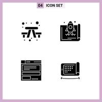 4 Thematic Vector Solid Glyphs and Editable Symbols of bench file travel startup computing Editable Vector Design Elements