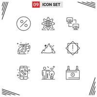 Stock Vector Icon Pack of 9 Line Signs and Symbols for hill mountain network help fast Editable Vector Design Elements