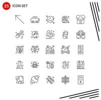 Group of 25 Modern Lines Set for device communication saturn call search Editable Vector Design Elements