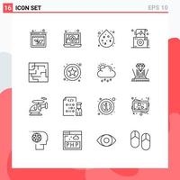 Pack of 16 creative Outlines of web online camera maze labyrinth Editable Vector Design Elements