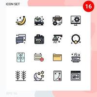 Universal Icon Symbols Group of 16 Modern Flat Color Filled Lines of chat fix setting error develop Editable Creative Vector Design Elements