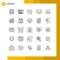 Universal Icon Symbols Group of 25 Modern Lines of liquid global software message mail Editable Vector Design Elements