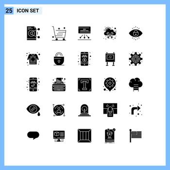 User Interface Pack of 25 Basic Solid Glyphs of management database shop meeting presentation Editable Vector Design Elements