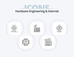 hardware Ingenieria y Internet línea icono paquete 5 5 icono diseño. infraestructura. distribución. elegante. tecnología. pastilla vector