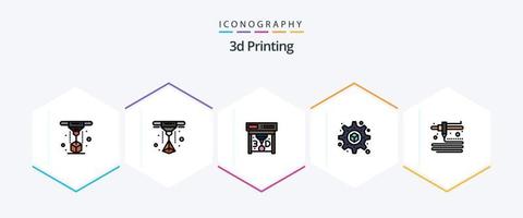 3d Printing 25 FilledLine icon pack including . modeling. dd printing. 3d. printing vector