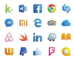 20 Social Media Icon Pack Including paypal ibooks tripadvisor waze swift vector