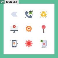 Pictogram Set of 9 Simple Flat Colors of love hardware chemical gadget computers Editable Vector Design Elements