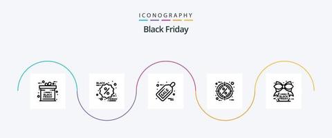 Black Friday Line 5 Icon Pack Including friday. target. christmas. percentage. hot vector