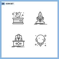 4 Creative Icons Modern Signs and Symbols of communication game receiver shuttle legend Editable Vector Design Elements