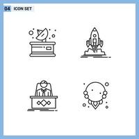 4 Creative Icons Modern Signs and Symbols of communication game receiver shuttle legend Editable Vector Design Elements