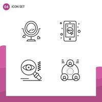 4 Thematic Vector Filledline Flat Colors and Editable Symbols of merroir search heard mobile find Editable Vector Design Elements
