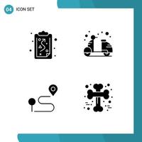 Pack of 4 Modern Solid Glyphs Signs and Symbols for Web Print Media such as clipboard location tactics cruiser navigation Editable Vector Design Elements