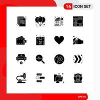 Set of 16 Modern UI Icons Symbols Signs for fashion to dollar interface call Editable Vector Design Elements