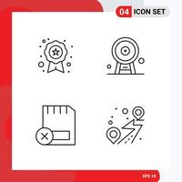 Mobile Interface Line Set of 4 Pictograms of award card school ferris wheel devices Editable Vector Design Elements