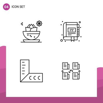 User Interface Pack of 4 Basic Filledline Flat Colors of center notebook spa digital ruler Editable Vector Design Elements