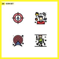 4 Thematic Vector Filledline Flat Colors and Editable Symbols of audience manager person person target Editable Vector Design Elements