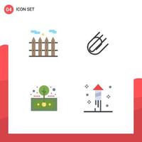 Set of 4 Commercial Flat Icons pack for heating return attach asset fireworks Editable Vector Design Elements