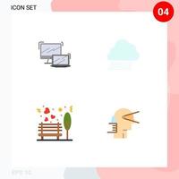 Modern Set of 4 Flat Icons and symbols such as computer bench macbook cloud outdoor Editable Vector Design Elements