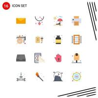 Set of 16 Modern UI Icons Symbols Signs for shop coffee beach board print Editable Pack of Creative Vector Design Elements