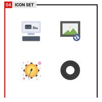 Set of 4 Vector Flat Icons on Grid for email parade message sync devices Editable Vector Design Elements