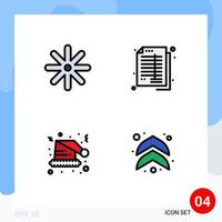 Universal Icon Symbols Group of 4 Modern Filledline Flat Colors of flower hat accounting banking xmas Editable Vector Design Elements