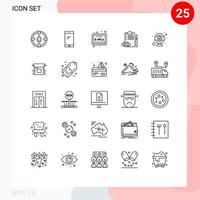 Set of 25 Modern UI Icons Symbols Signs for plan checklist huawei backlog formula Editable Vector Design Elements