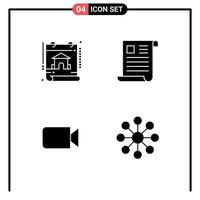 User Interface Pack of 4 Basic Solid Glyphs of calendar camera real estate file basic Editable Vector Design Elements