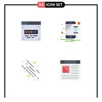 Modern Set of 4 Flat Icons Pictograph of code falling device notification stars Editable Vector Design Elements