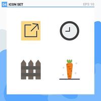 Pictogram Set of 4 Simple Flat Icons of export protection clock fence drink Editable Vector Design Elements