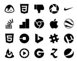 20 Social Media Icon Pack Including bing car overflow uber google earth vector