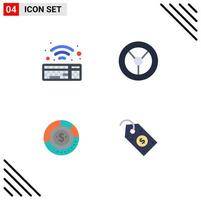 4 User Interface Flat Icon Pack of modern Signs and Symbols of keyboard finance wheel analysis report Editable Vector Design Elements