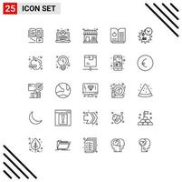 25 Creative Icons Modern Signs and Symbols of apple management market store engineering science Editable Vector Design Elements