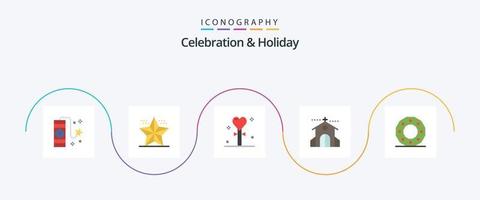 Celebration and Holiday Flat 5 Icon Pack Including holiday. church. star. celebration. holiday