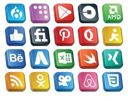 20 social medios de comunicación icono paquete incluso xing sobresalir me gusta adwords objetivo vector