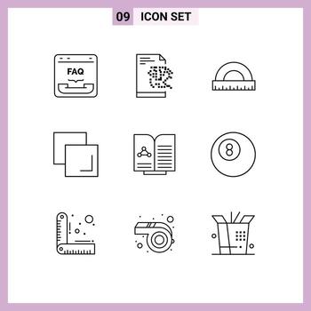 universal icono símbolos grupo de 9 9 moderno contornos de prueba capas ángulo duplicar escala editable vector diseño elementos