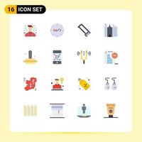 Modern Set of 16 Flat Colors and symbols such as marketing business mechanical office building Editable Pack of Creative Vector Design Elements