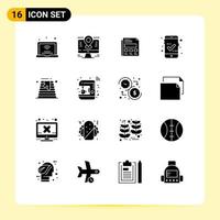 Solid Glyph Pack of 16 Universal Symbols of canada checked lcd approved sheet Editable Vector Design Elements